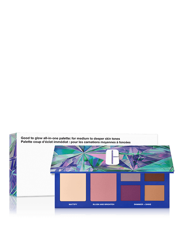 Good to Glow All-in-One Palette For Medium to Deeper Skin Tones, A full-face look all in one compact, for medium to deeper skin tones. A $141.00 value.