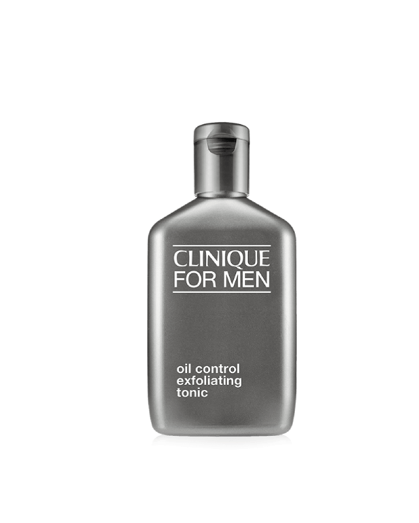 Clinique For Men™ Oil Control Exfoliating Tonic, De-flakes to reveal clearer skin, unclogs pores.