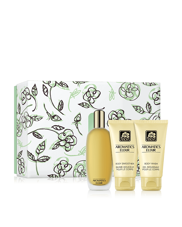 Aromatics Elixir Riches, An exclusive fragrance trio for head-to-toe intrigue. A $196.00 value.