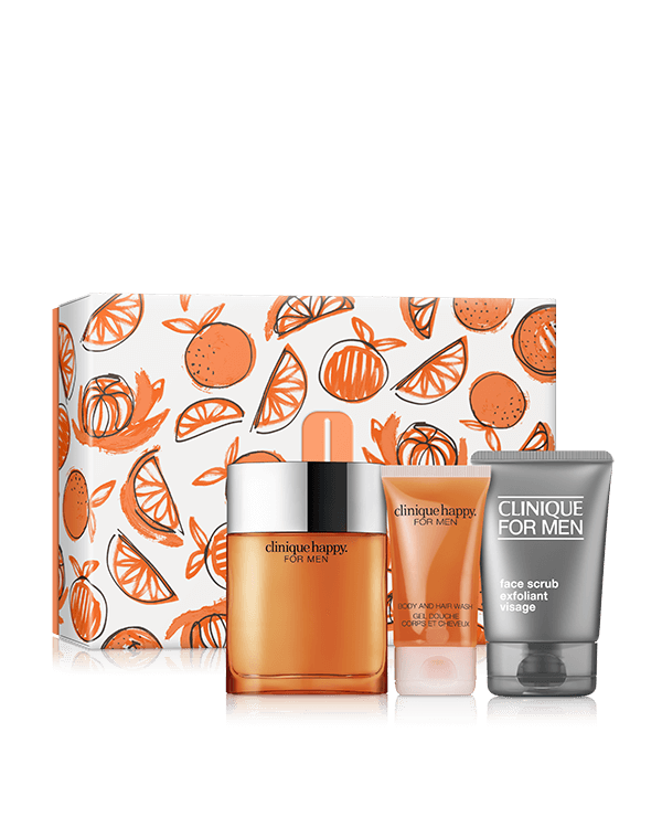 Happy For Him, A fresh fragrance and grooming set for men. A $176 value.