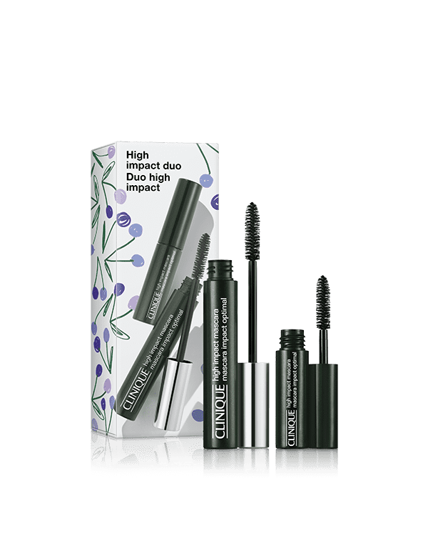 High Impact Duo, Clinique’s most-loved volumizing mascara, in two sizes. A $54.00 value.