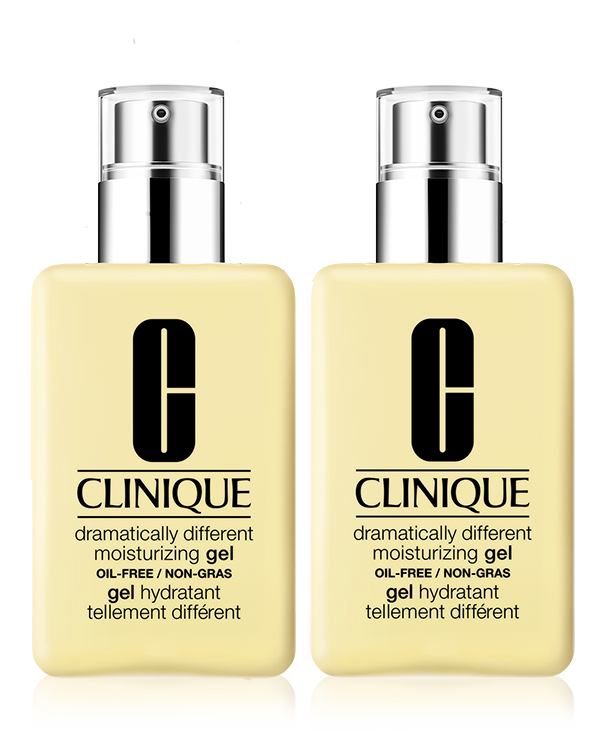 Duo de l’Hydratant en gel Dramatically Different™ en format géant [#0]} pour 1, Obtenez deux flacons de 250 ml pour le prix d’un. Cet hydratant pour le visage conçu par des dermatologues équilibre et rafraîchit les peaux plus grasses.