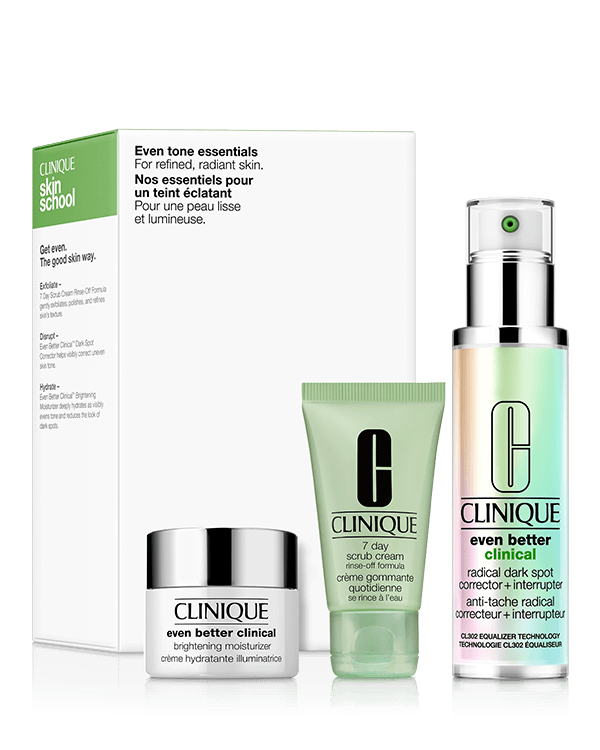 Even Tone Essential Skincare Set, 3 skincare experts for refined, radiant skin. A $141.00 value.