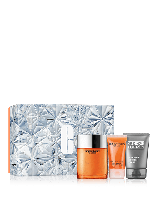Ensemble de soins de la peau Happy For Him, un ensemble de toilette pour homme comprenant un parfum frais. Une valeur de 166,00 $.