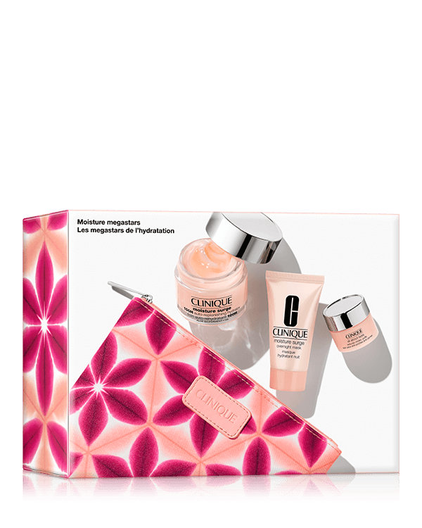 Moisture Megastars Skincare Set, Three hydration heroes in one ready-to-gift set. A $92.00 value.