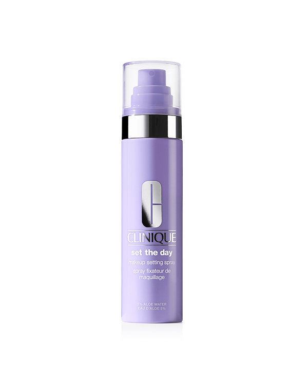 Set The Day™ Makeup Setting Spray, Alcohol-free makeup setting spray with 5% aloe water locks in makeup all day and soothes skin with hydration. Transfer resistant.