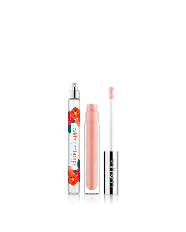 Happy Little Things Makeup + Fragrance Set, Two fan favorites. A soft pop of lip color and our feel-good fragrance. A $74 value.